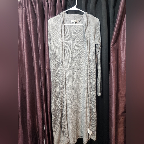 in love with derek Sweaters - I'm In Love With Derek Aztec Open Front Hooded Cardigan Small Gray